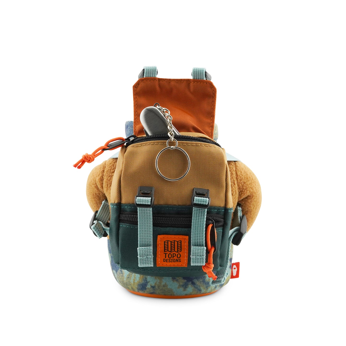 Puffin x Topo Designs Adventure Fleece koozie in "Tan / Multi" style