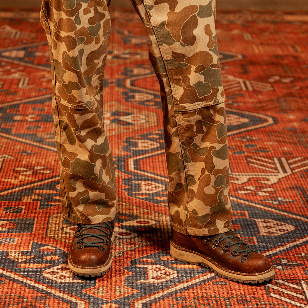 Detail image of a man wearing "Duck Camo" Utility Pants