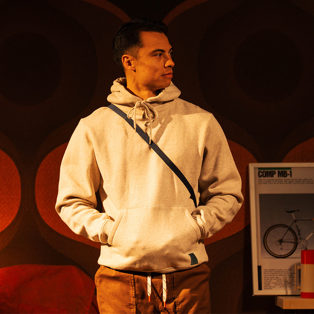 General image of Alpine High Label Hoodie in "Oatmeal Heather"