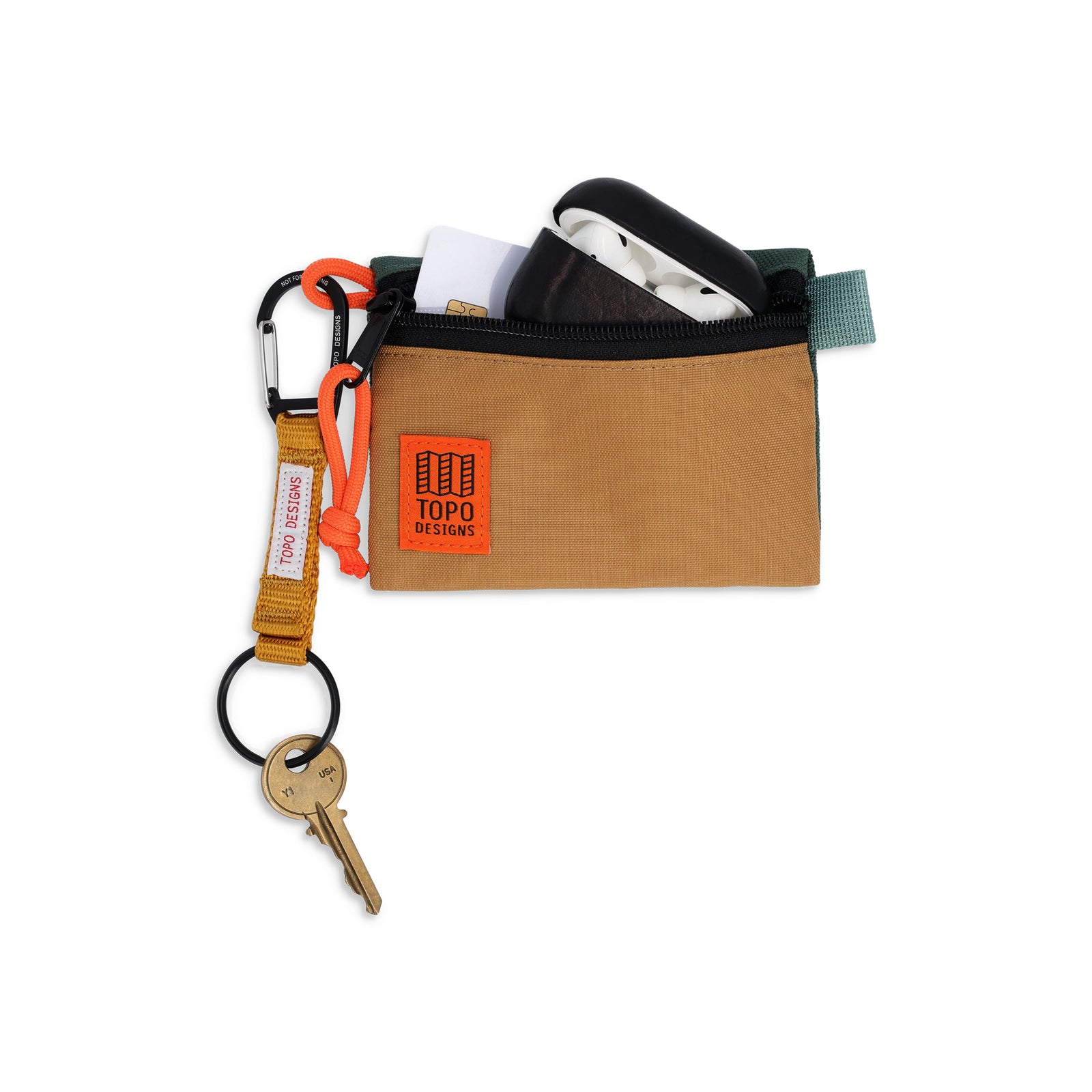 General shot Topo Designs Accessory Bag "Micro" in "Khaki / Forest"