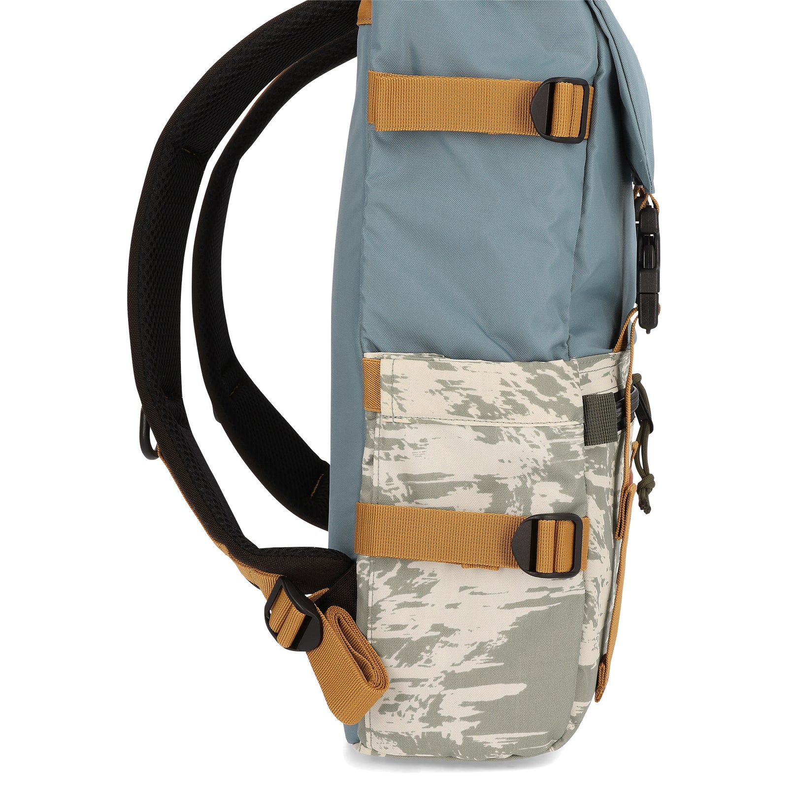 Topo Designs Rover Pack Classic laptop backpack in "Goblin Blue / Sand Multi".