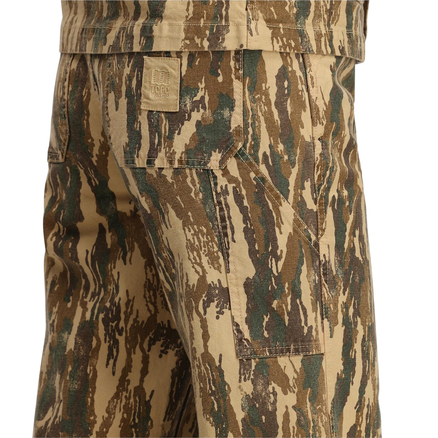 General Detail shot of Topo Designs Dirt Utility Pants - Women's in "Dirt Camo Print"