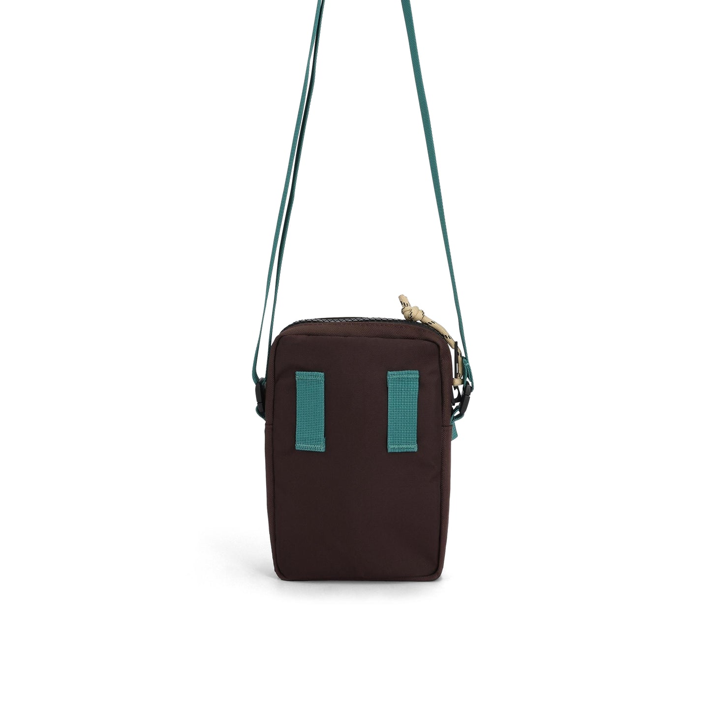 Back View of Topo Designs Mini Shoulder Bag in "Clay / Chocolate"