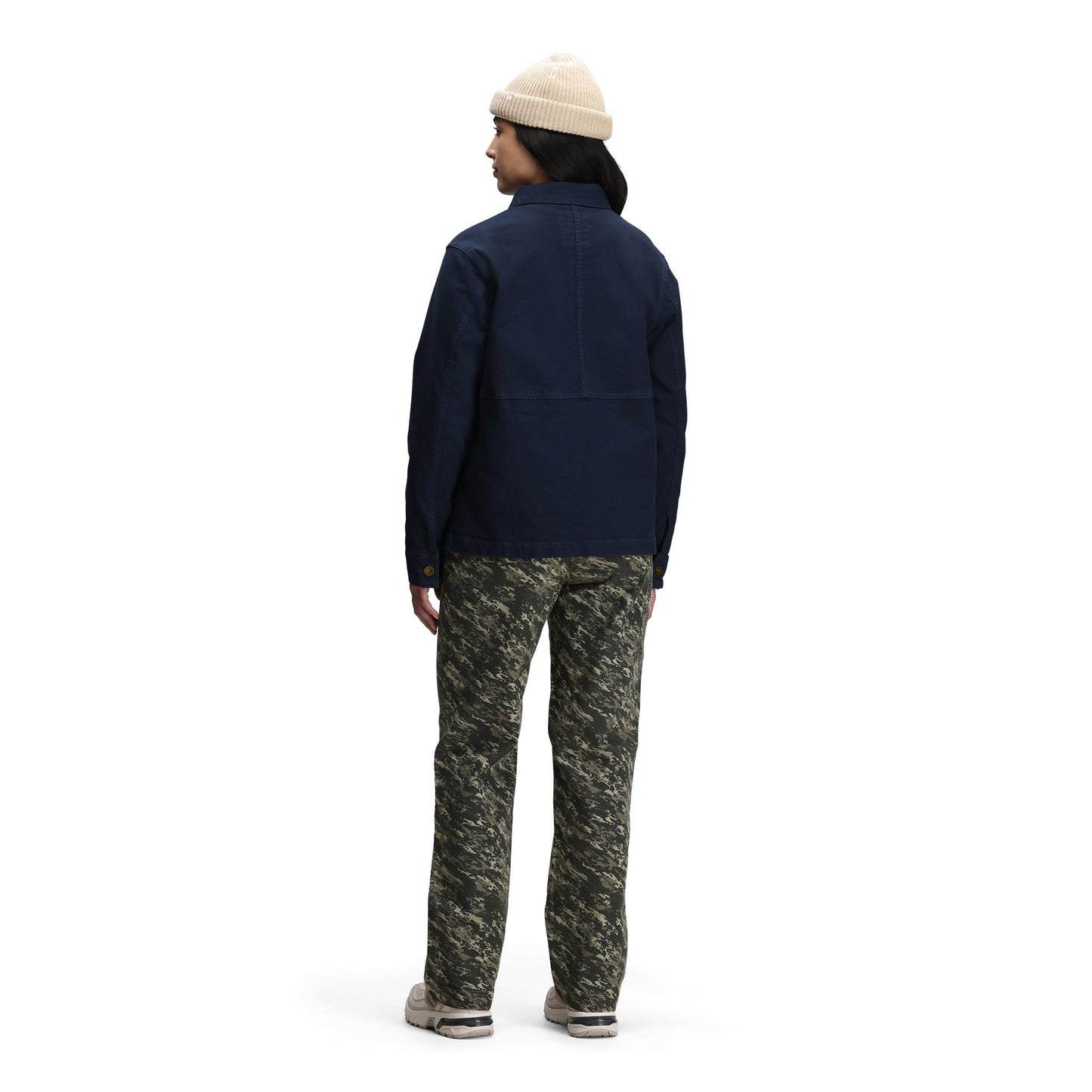Back model shot of Topo Designs Utility Pants - Women's in "Beetle Yukon"