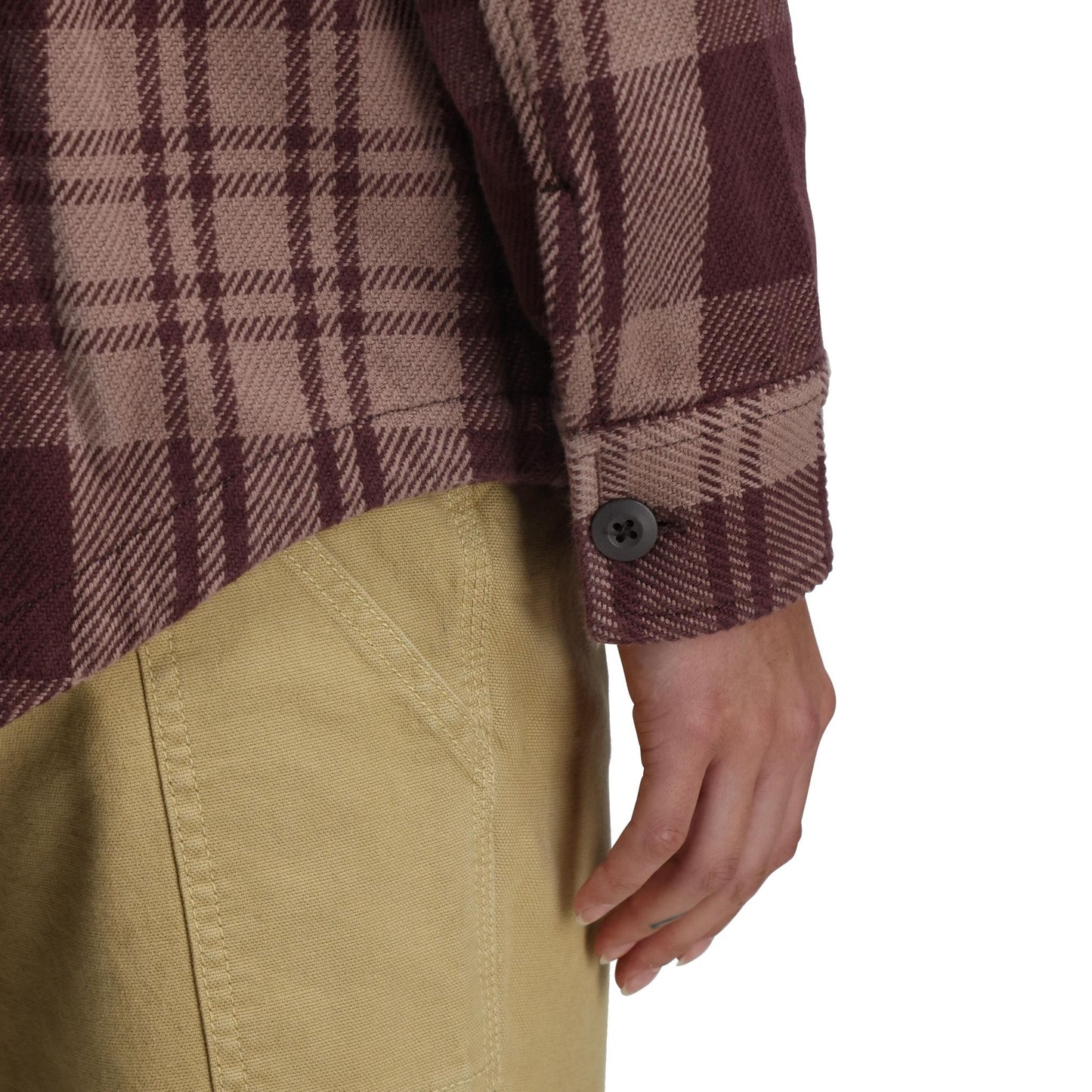 General Detail shot of Topo Designs Onlooker Twill Shirt Jacket - Women's in "Huckleberry Multi"