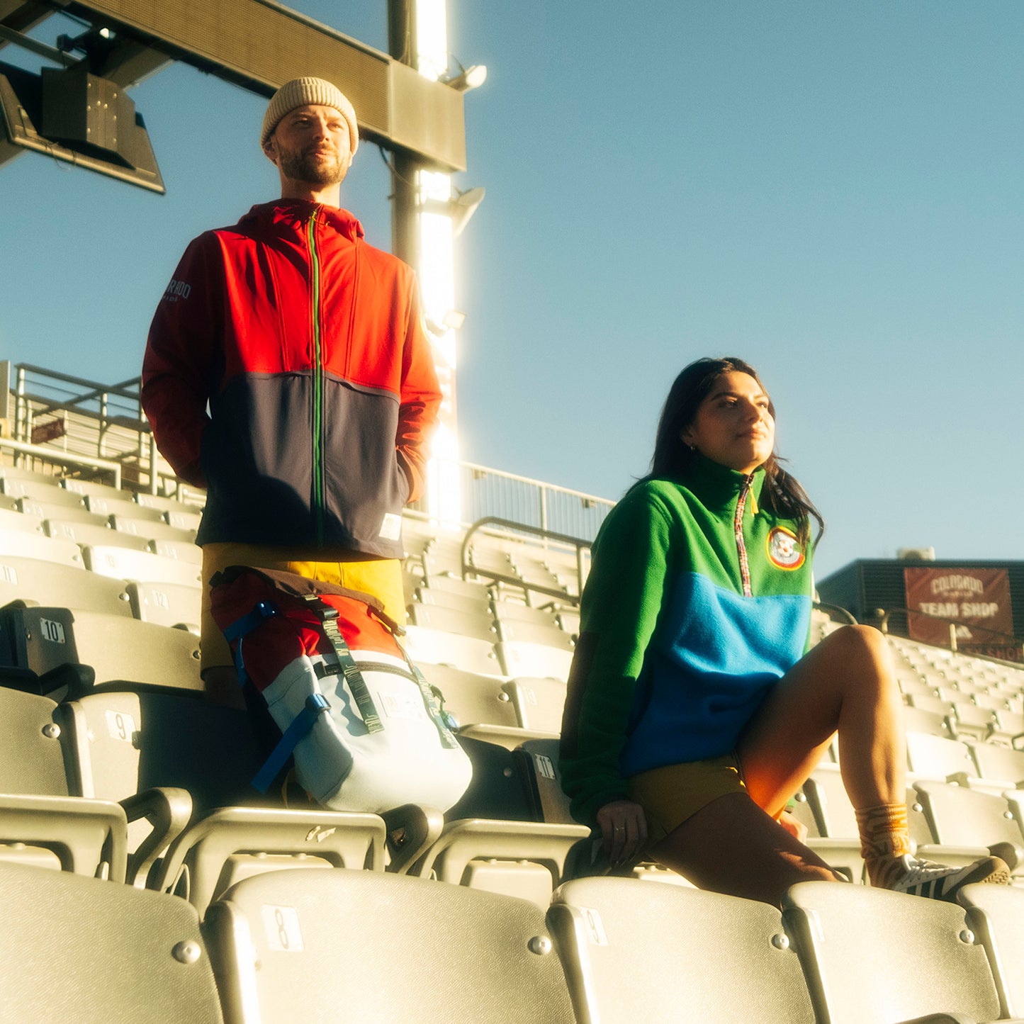 General lifestyle shot of Topo Designs x Colorado Rapids HighPeak Jacket