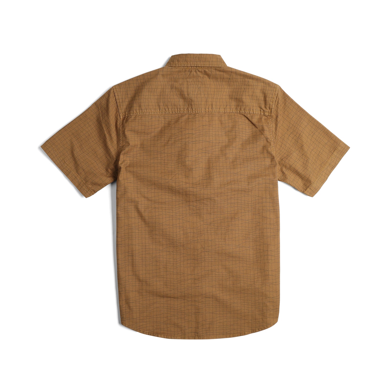 Back View of Topo Designs Dirt Desert Shirt Ss - Men's in "Dark Khaki Terrain"