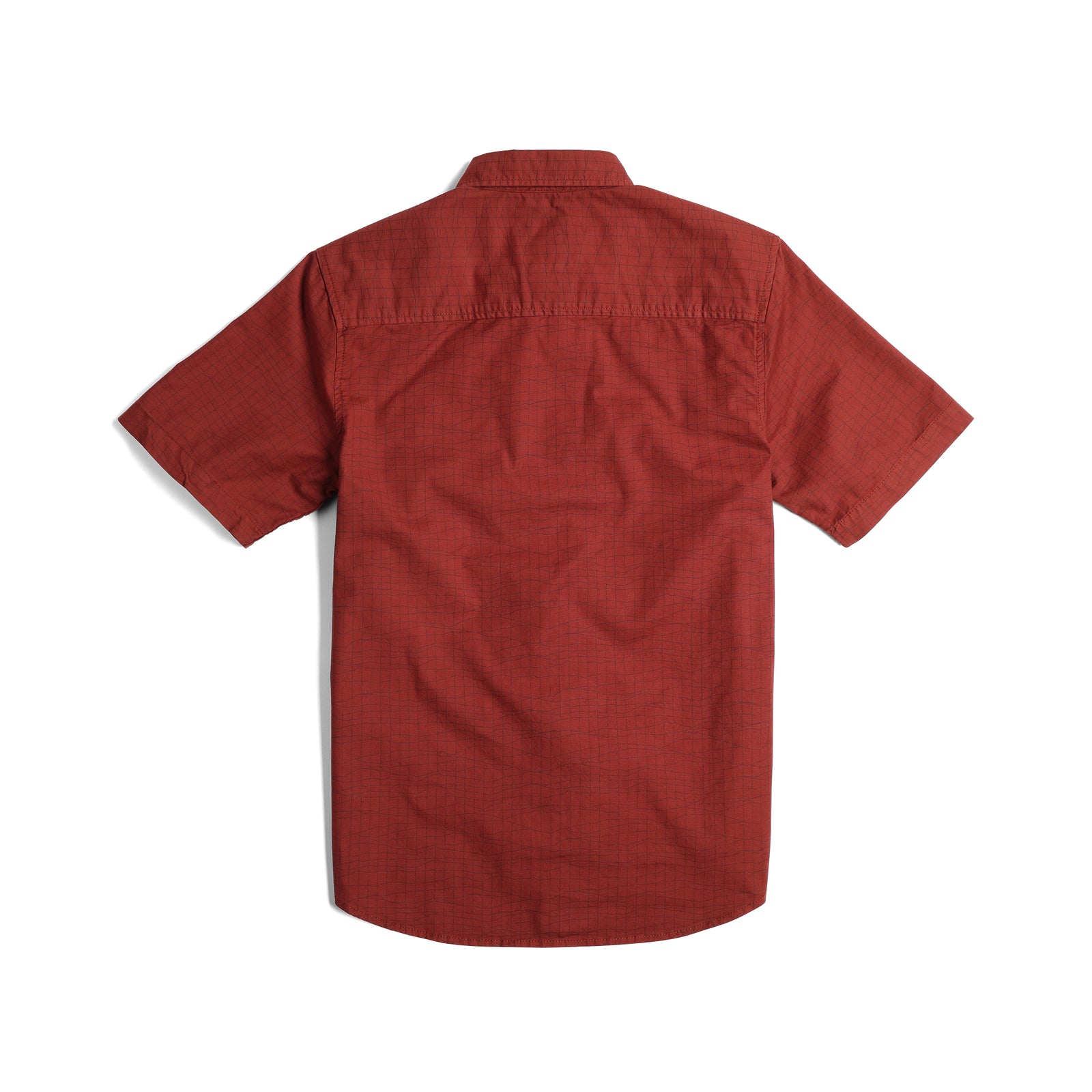 Back View of Topo Designs Dirt Desert Shirt Ss - Men's in "Fire Brick Terrain"