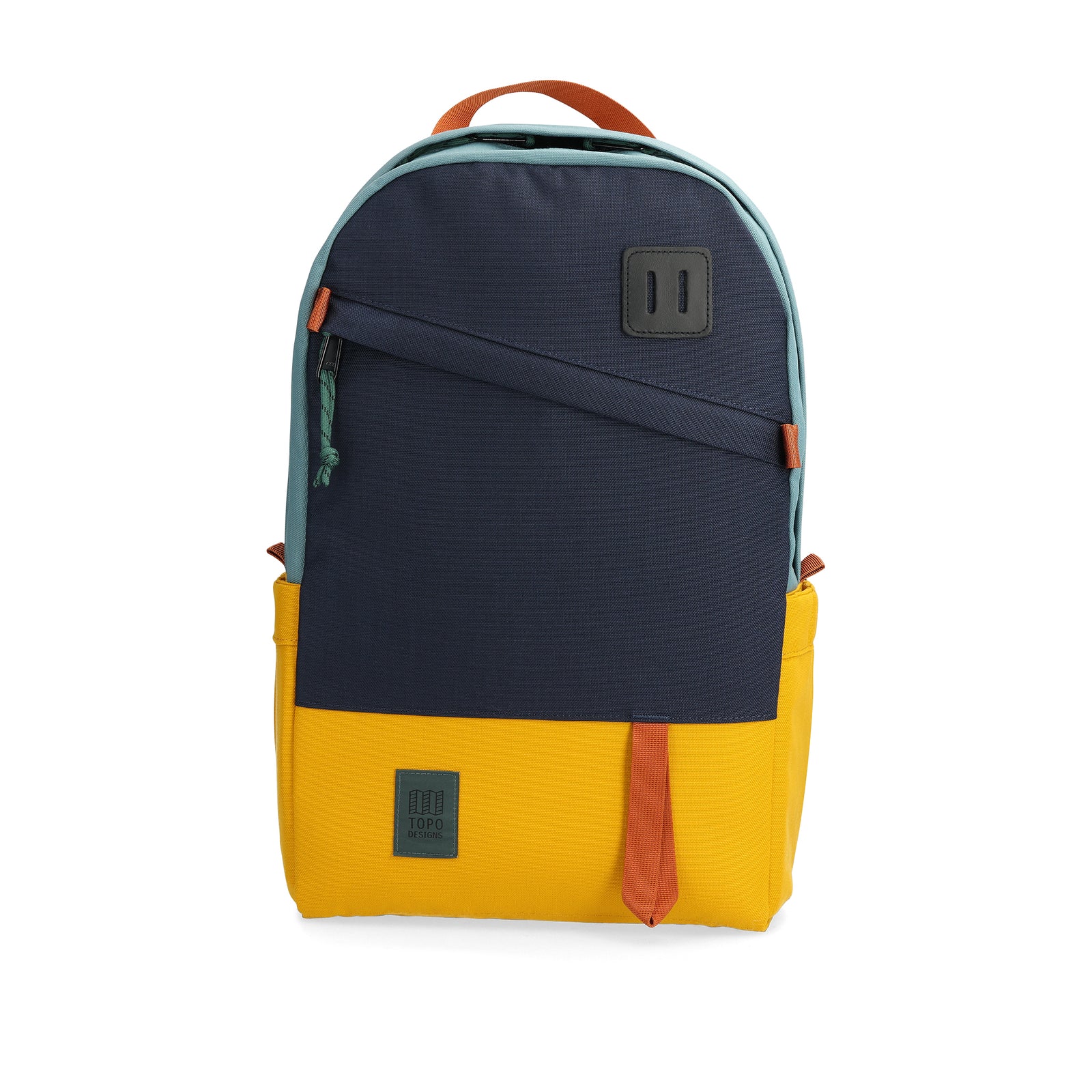 Front View of Topo Designs Daypack Classic in "Navy / Mustard"