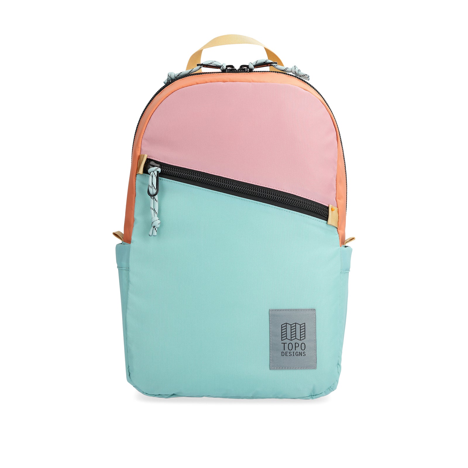Front View of Topo Designs Light Pack in "Rose / Geode Green"