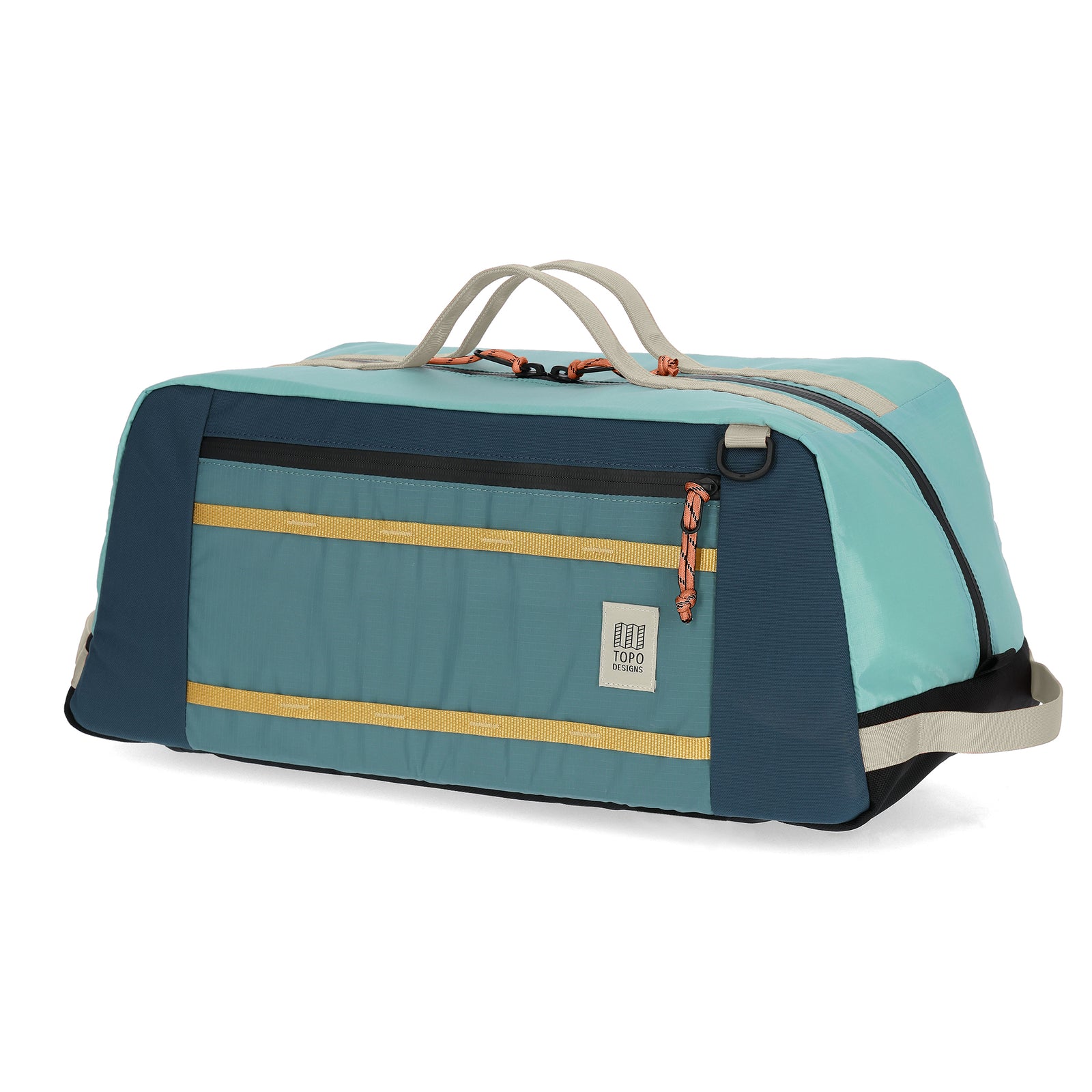 Front View of Topo Designs Mountain Duffel in "Geode Green / Sea Pine"