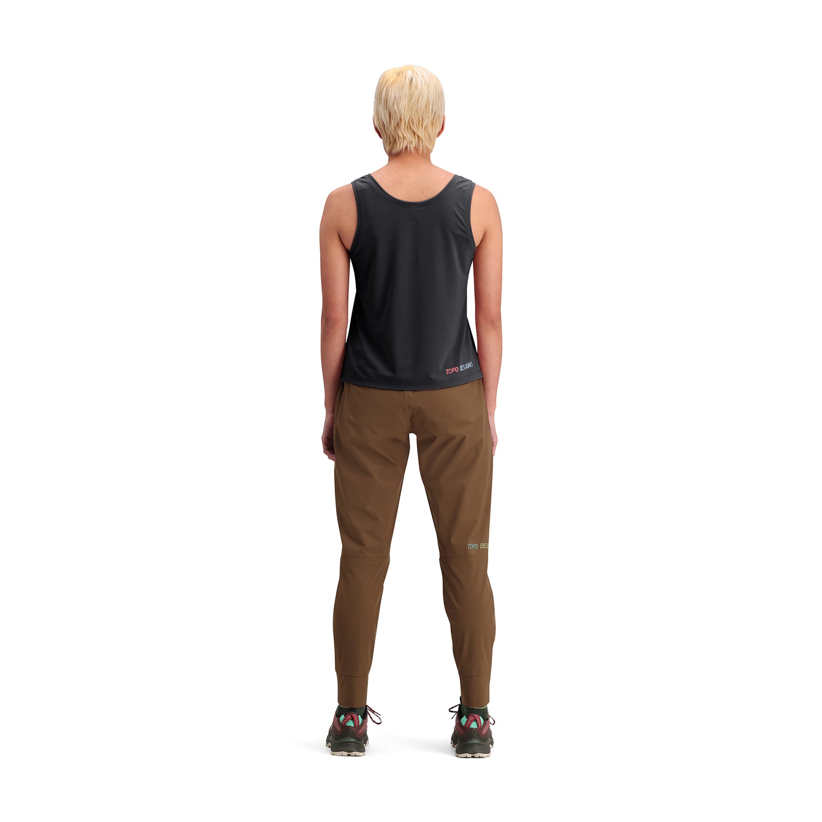 General back model shot of Topo Designs Global Jogger - Women's in "Desert Palm"