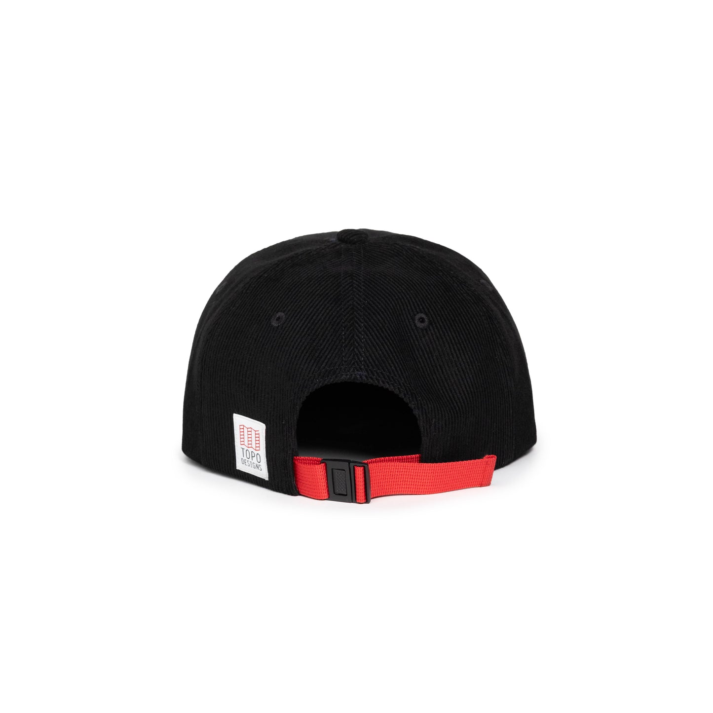 Back quarter white background image of Topo Designs Corduroy Trucker Hat Alpine View in "Black"