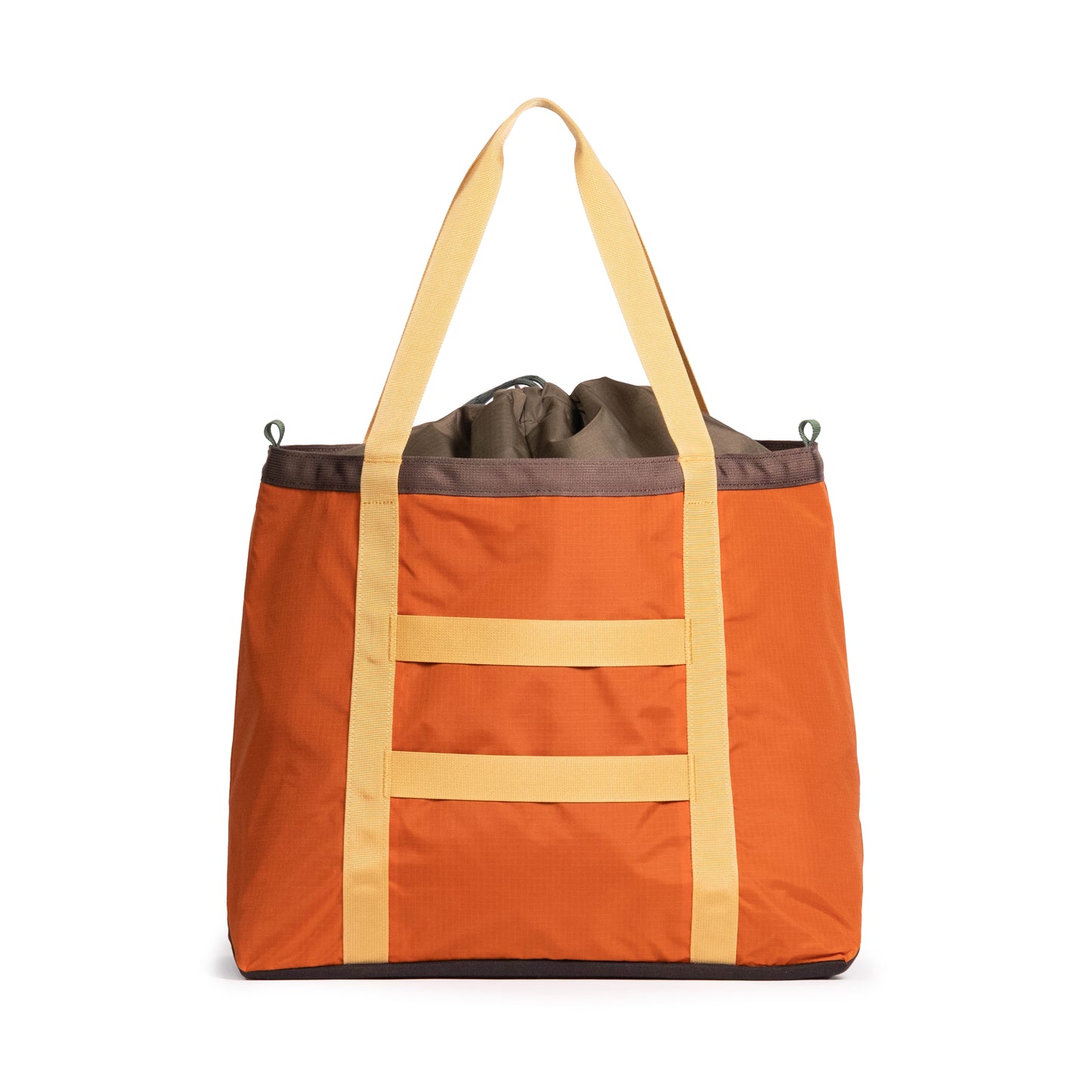 back View of Topo Designs Mountain Utility Tote in "Woodland / Terracotta"
