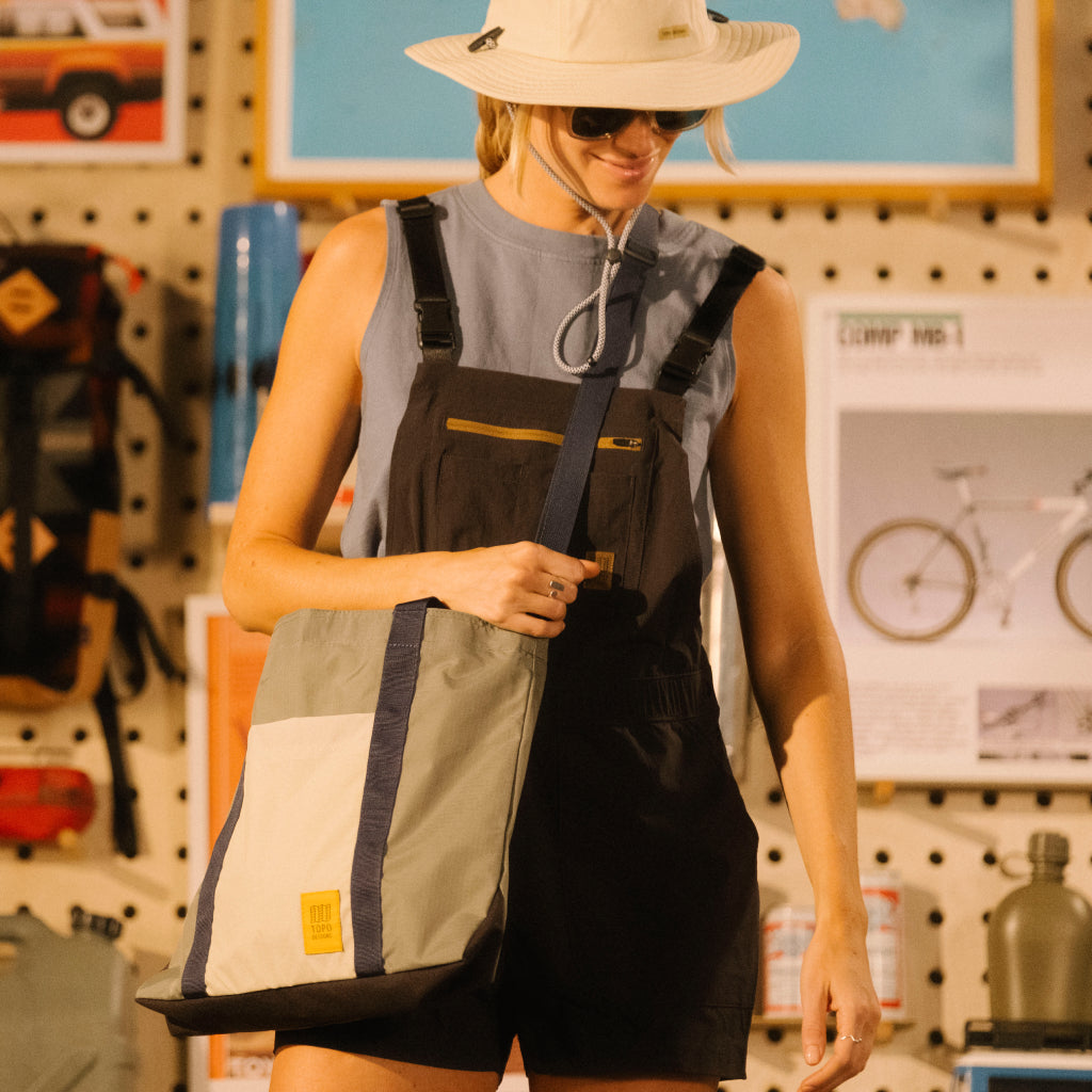 L0okbook on model shot of Mountain Essential Tote