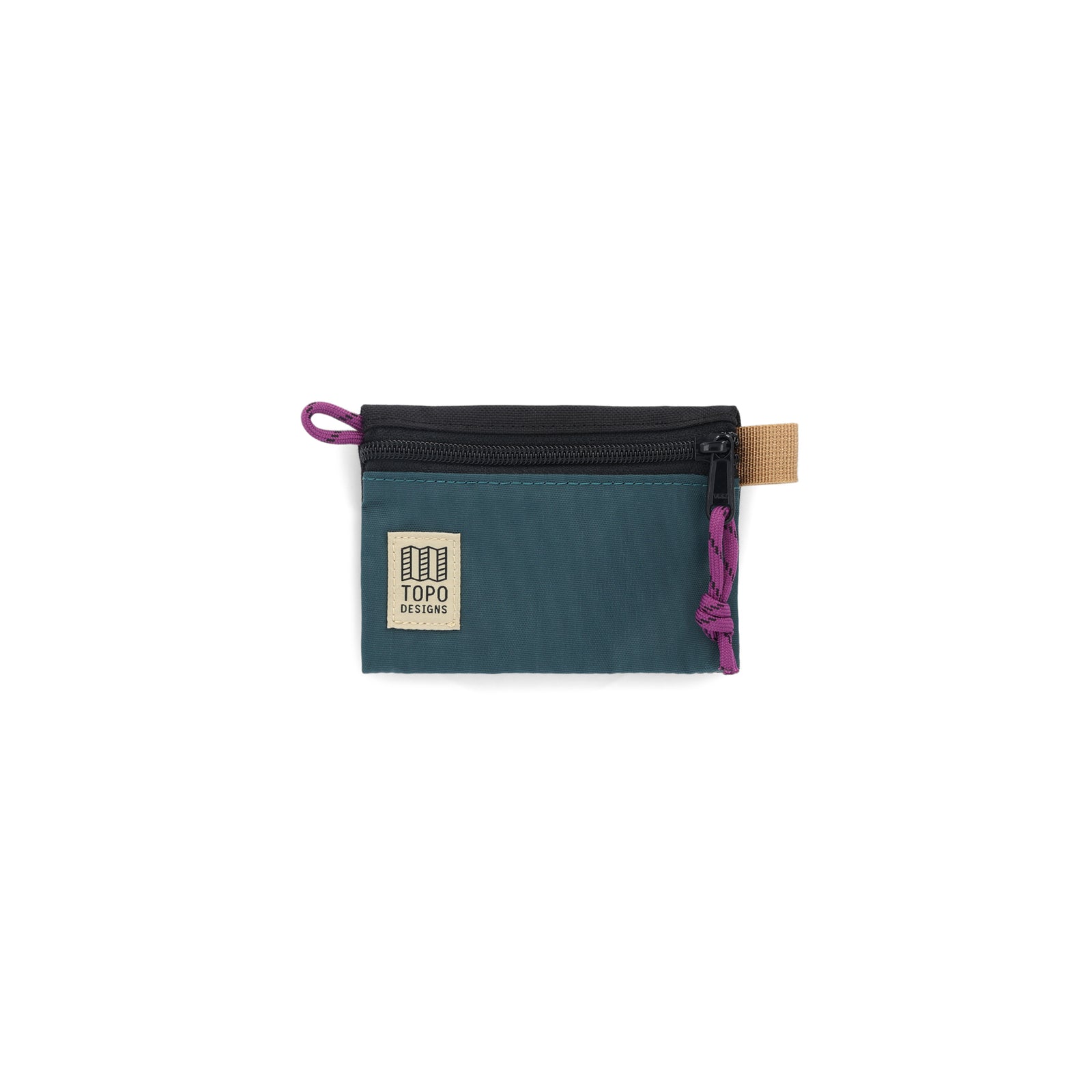 Topo Designs Accessory Bags in "Micro" "Botanic Green / Black - Recycled" nylon.