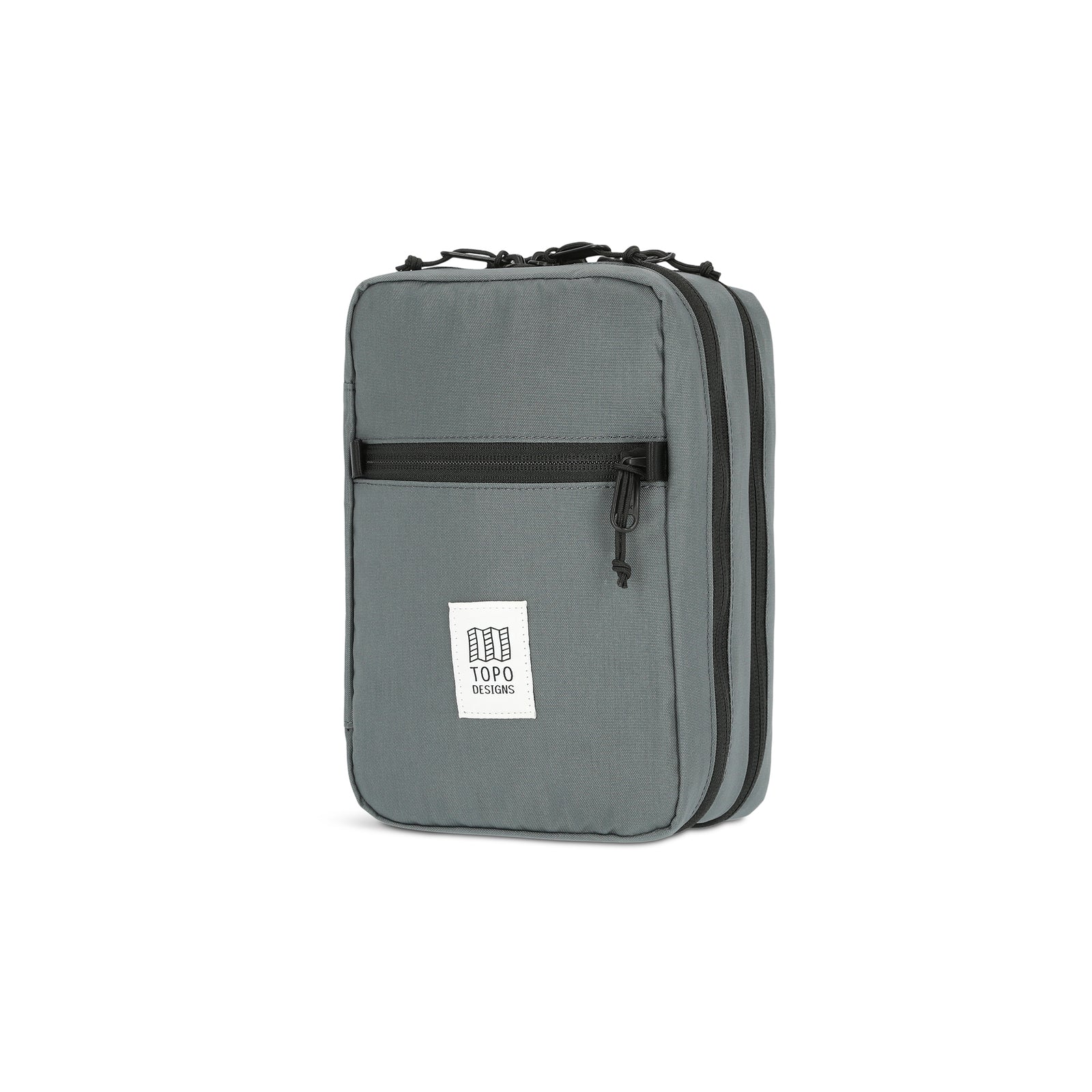 Topo Designs Tech electronics organization travel Case in "Charcoal" gray recycled nylon.