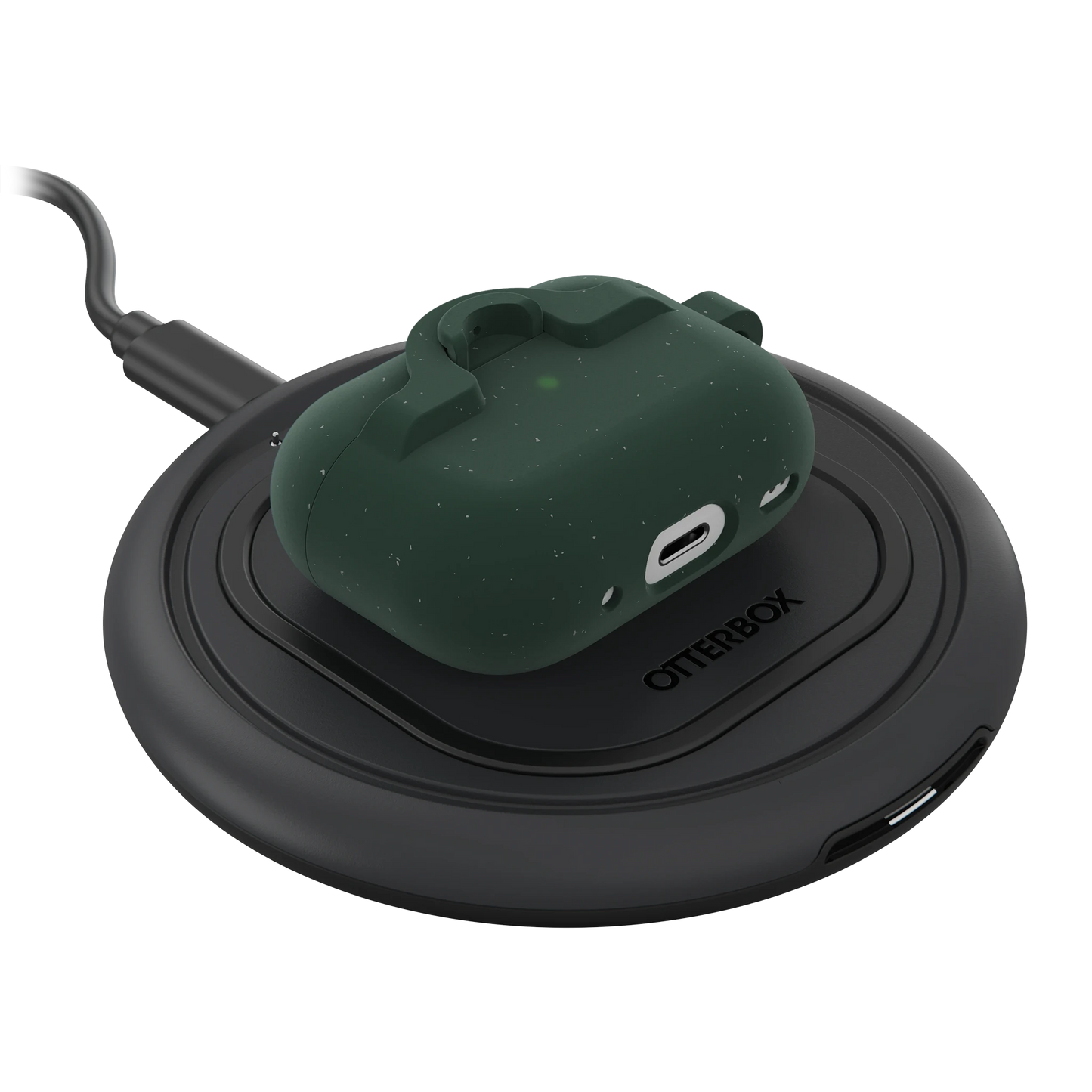 OtterBox x Topo Designs Airpods case in "Verdant Summit" for gen 1 and gen 2 on charging pad