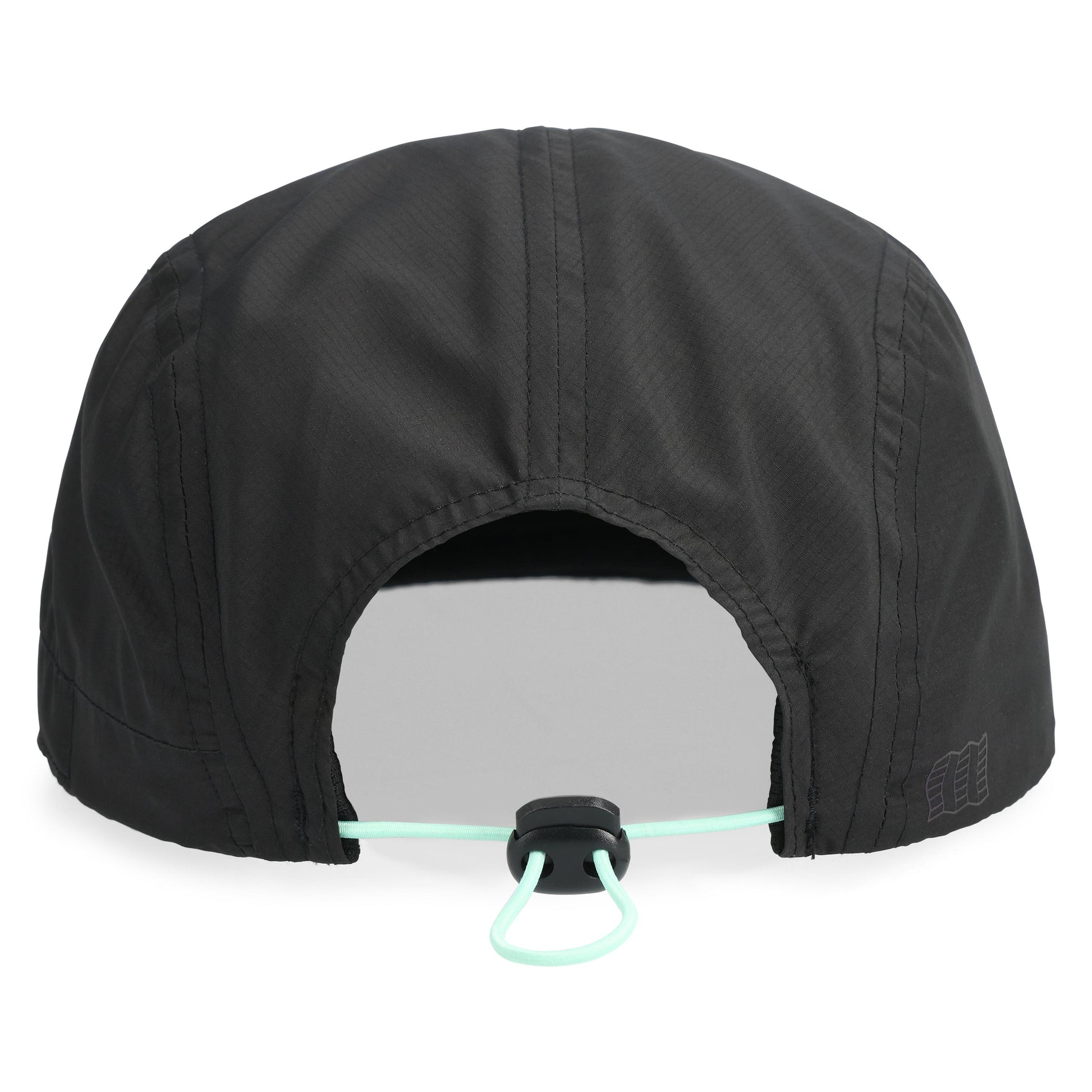 Back shot of Topo Designs x Brand Black Global Pack Cap in "Black"