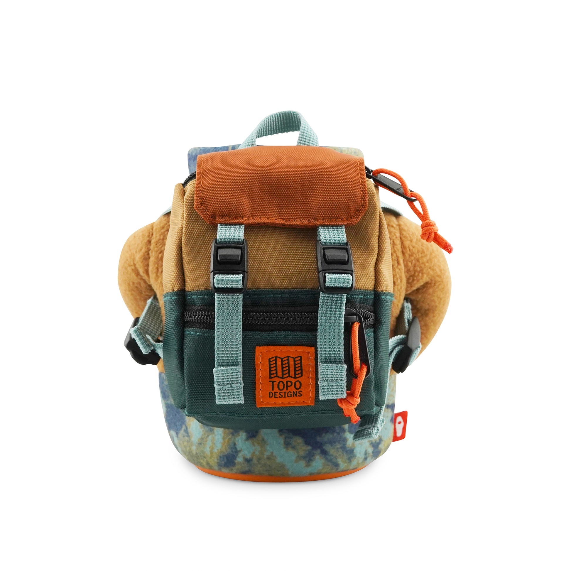 Puffin x Topo Designs Adventure Fleece koozie in "Tan / Multi" style