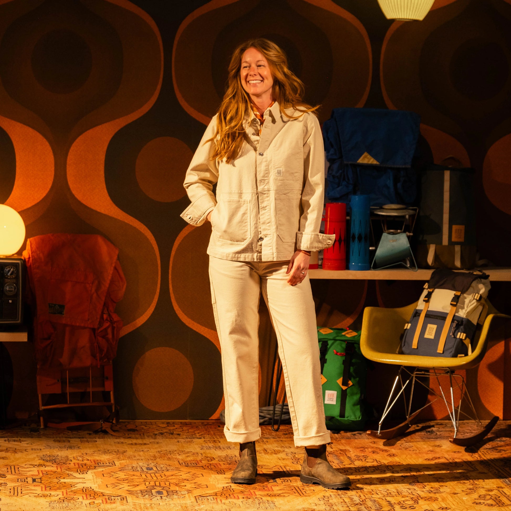 Model shot of Utility Jacket Women's in "Undyed"