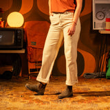 General model shot of Topo Designs Utility Pants Undyed - Women's in "Undyed" [Model is 5'10', wearing size 28]