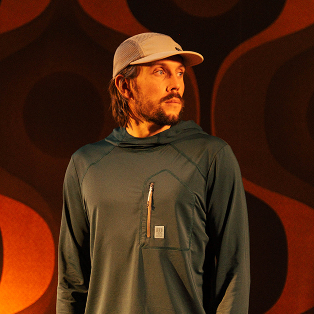 General model image of Topo Designs Global Hat in "Cobblestone"