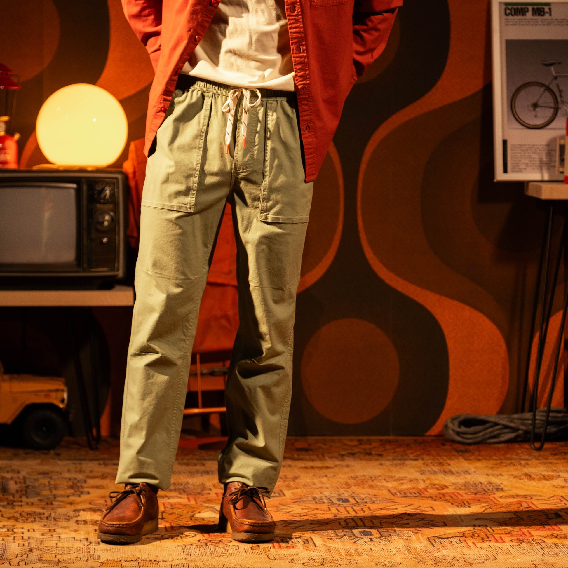 General mode photo of Topo Designs Desert Pants - Men's in "Oil Green"