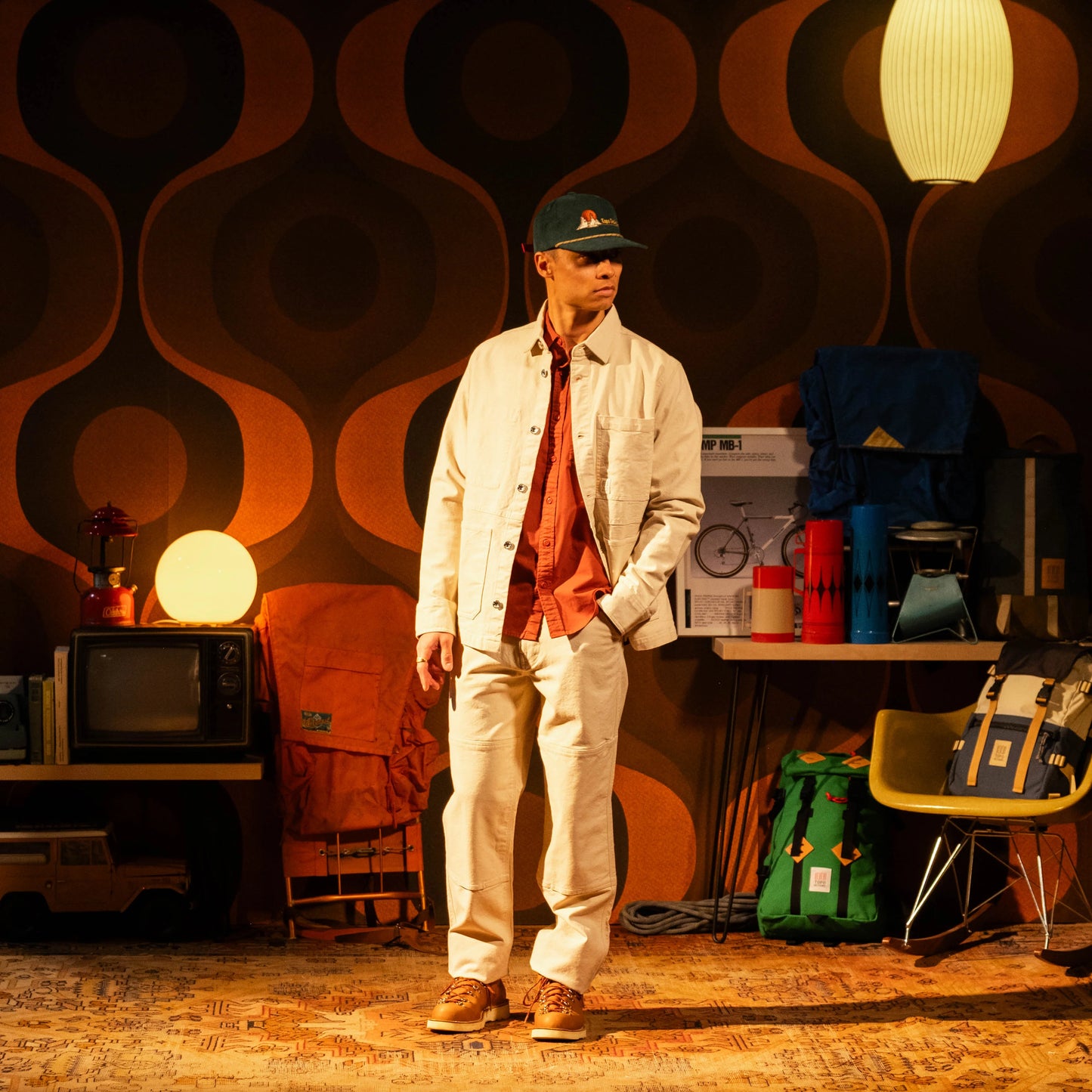 Model shot of Topo Designs Utility Pants Undyed - Men's in "Undyed"