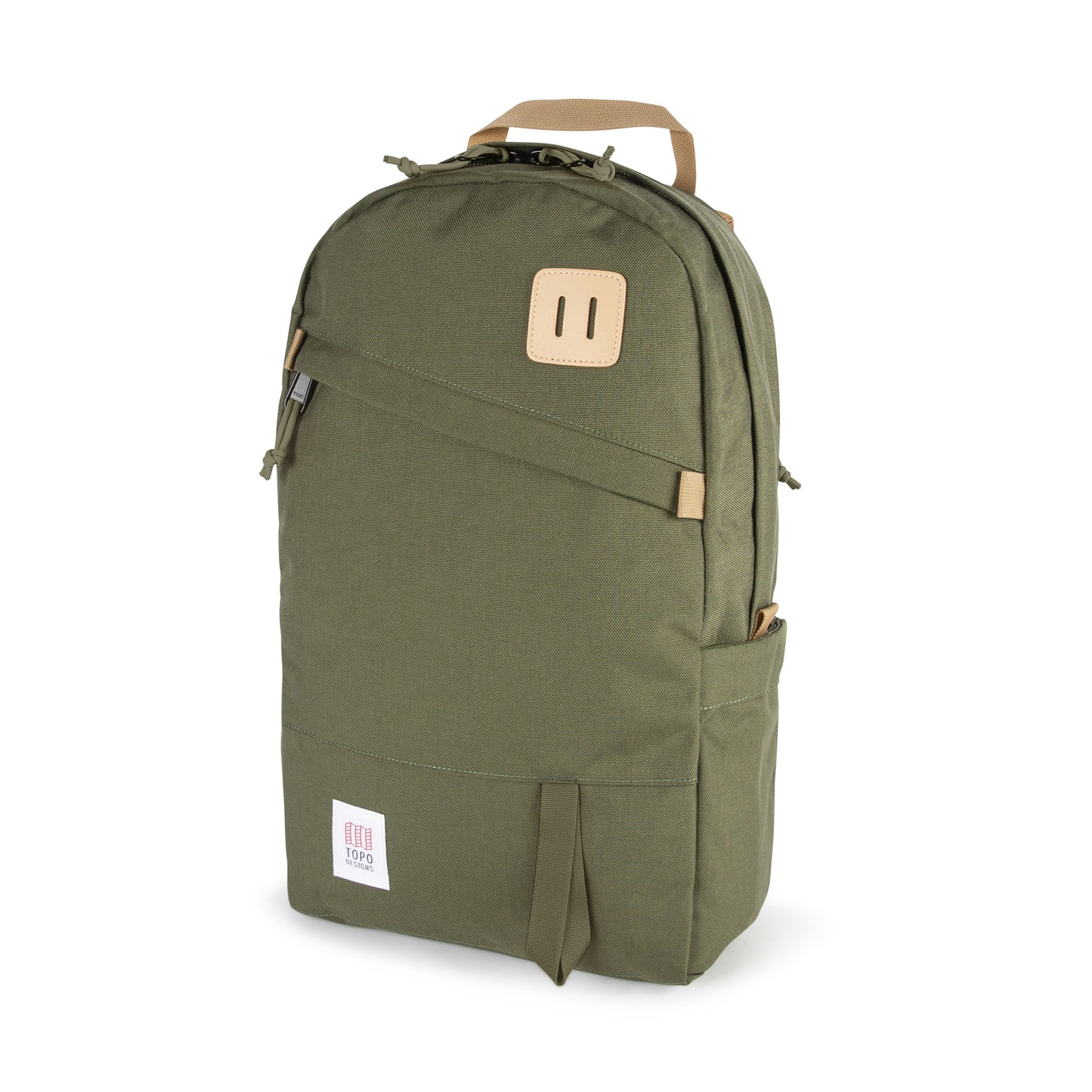 Topo Designs Daypack Classic 100% recycled nylon laptop backpack for work or school in "Olive"