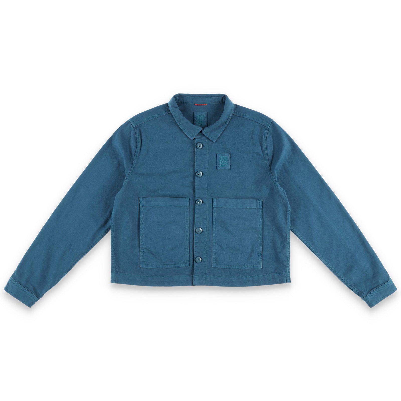 Topo Designs Women's Dirt Jacket 100% organic cotton shirt jacket in "pond blue"
