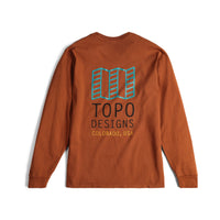 Topo Designs Men's Large Logo Tee 100% organic cotton long sleeve t-shirt in "clay"