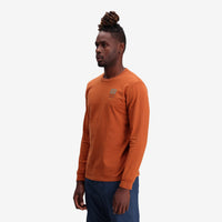 General shot of Topo Designs Men's Large Logo Tee 100% organic cotton long sleeve t-shirt in "clay"