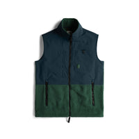 Subalpine fleece vest in "Forest / Pond Blue"
