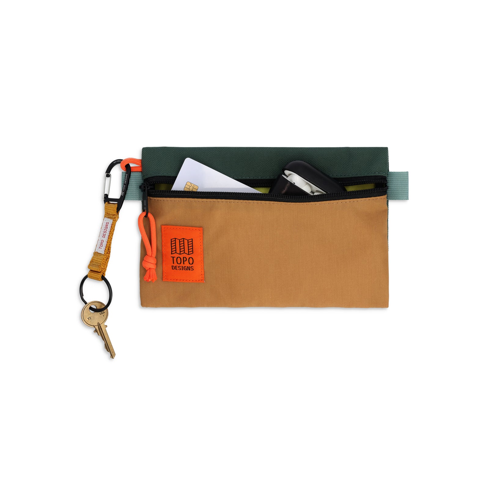 General shot Topo Designs Accessory Bag "Small" in "Khaki / Forest"
