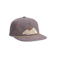 Topo Designs Corduroy Trucker Hat Rugged Peaks in "Charcoal"