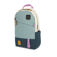 Topo Designs Daypack Classic 100% recycled nylon laptop backpack for work or school in "Sage / Pond Blue".