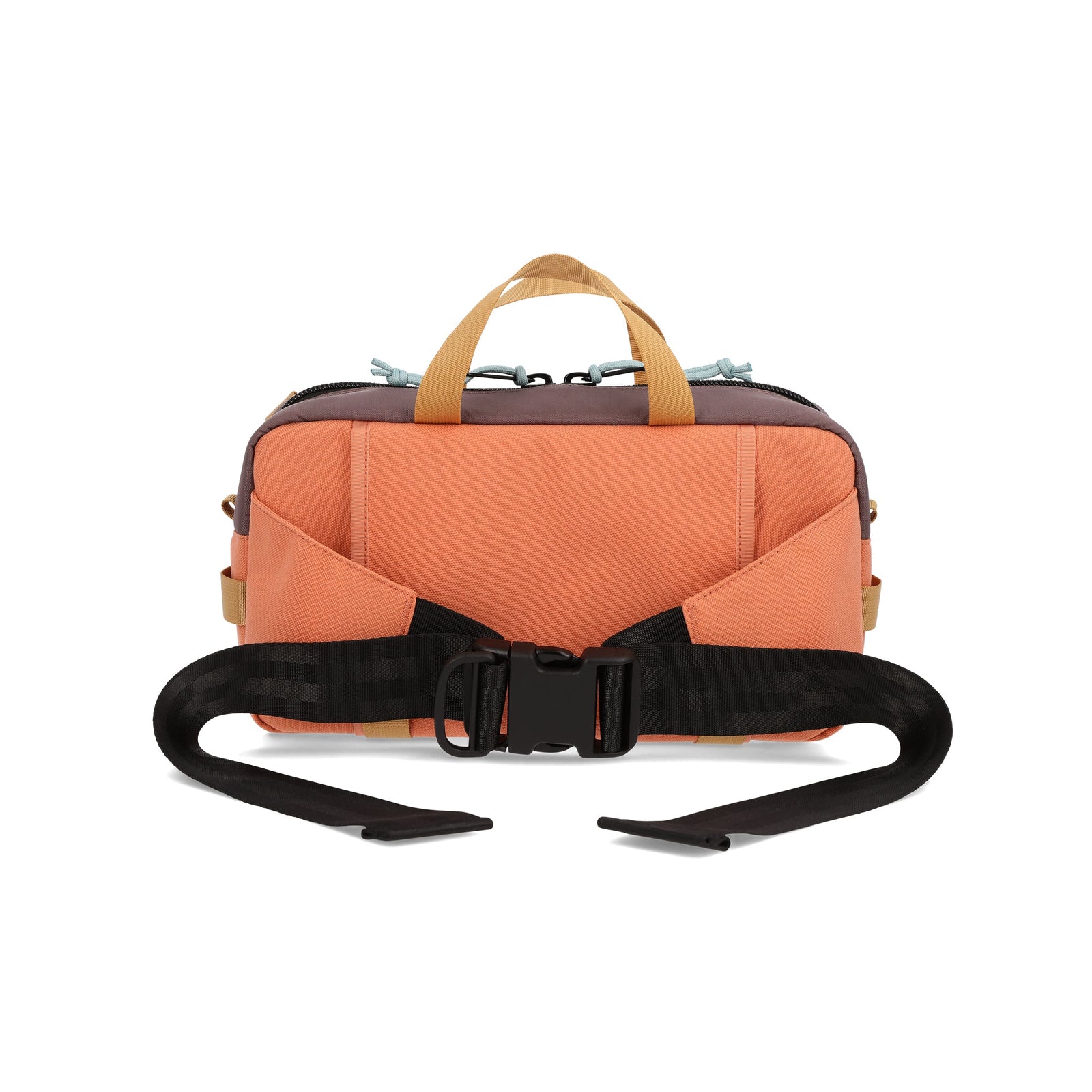 Topo Designs Quick Pack hip fanny pack in "Coral / Peppercorn" nylon.