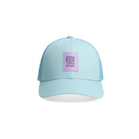 Topo Designs Trucker Hat with mesh back and original logo patch in "Sage".