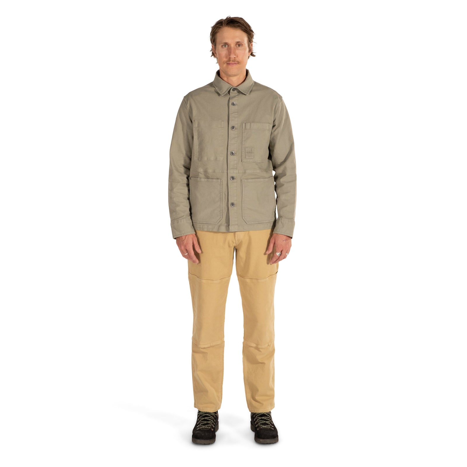 General front model shot of Topo Designs Dirt Utility Pants - Men's  in "Sahara"