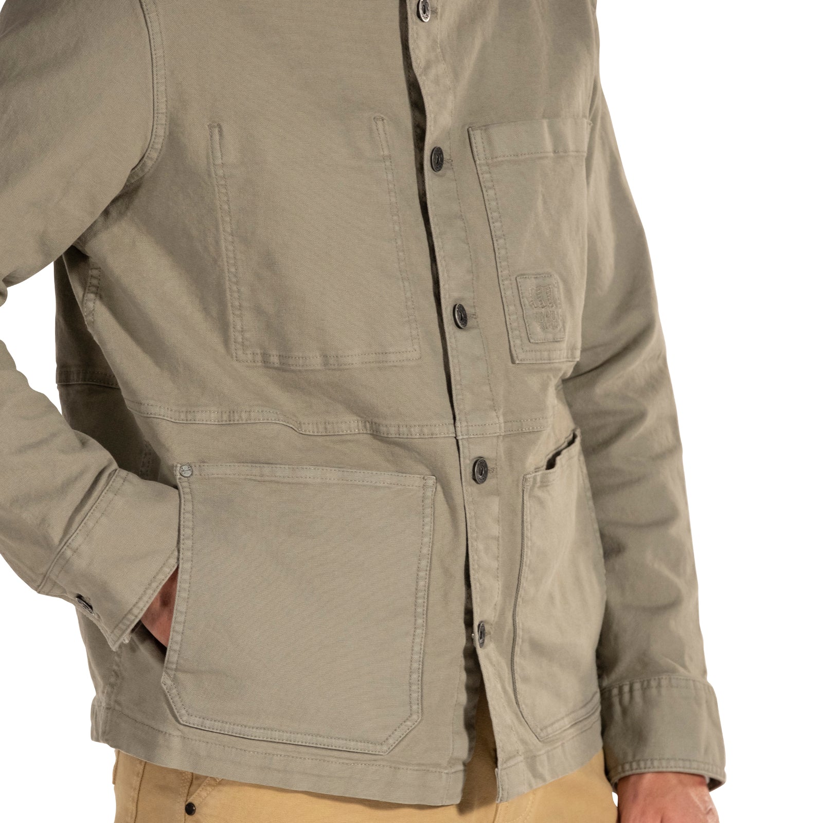 General Detail shot of Topo Designs Dirt Utility Jacket - Men's  in "Dried Sage"