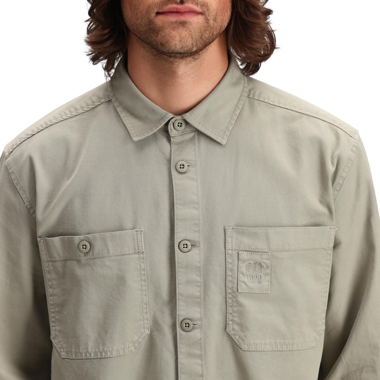 General Detail shot of Topo Designs Dirt Overshirt - Men's  in "Dried Sage"