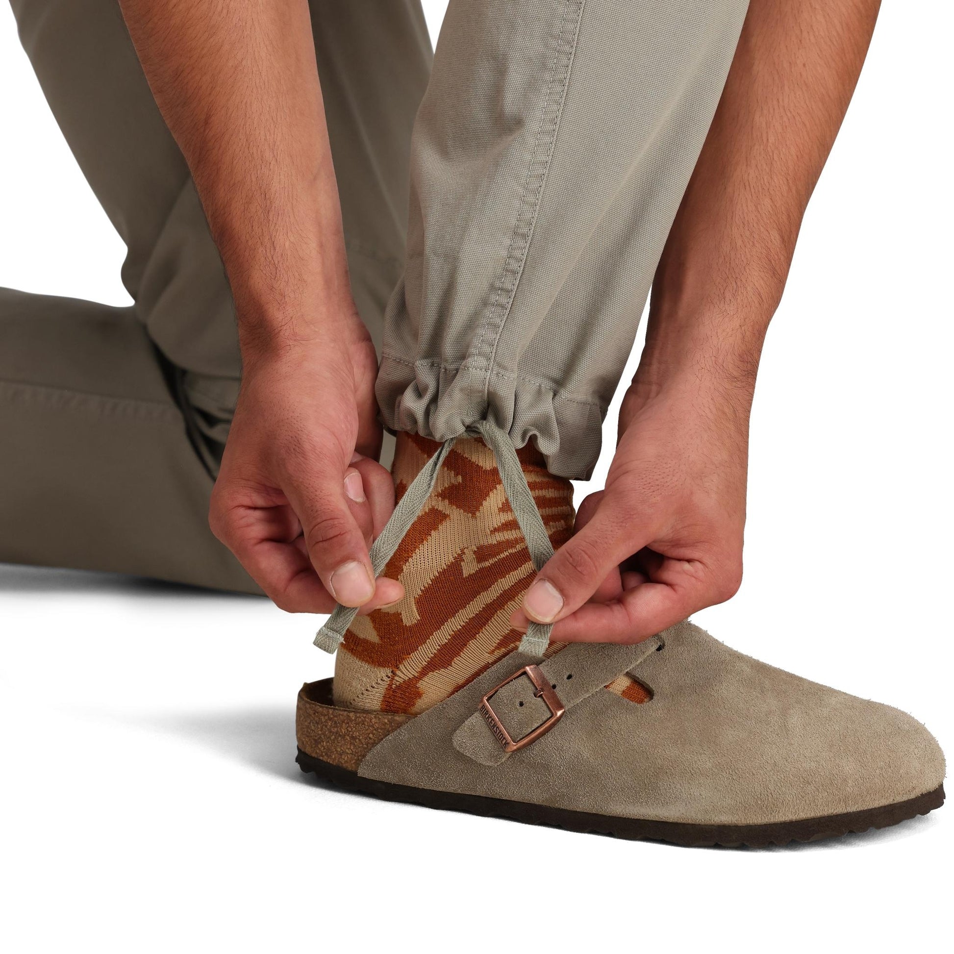 Detail shot of Topo Designs Dirt Pants Classic - Men's in "Dried Sage"