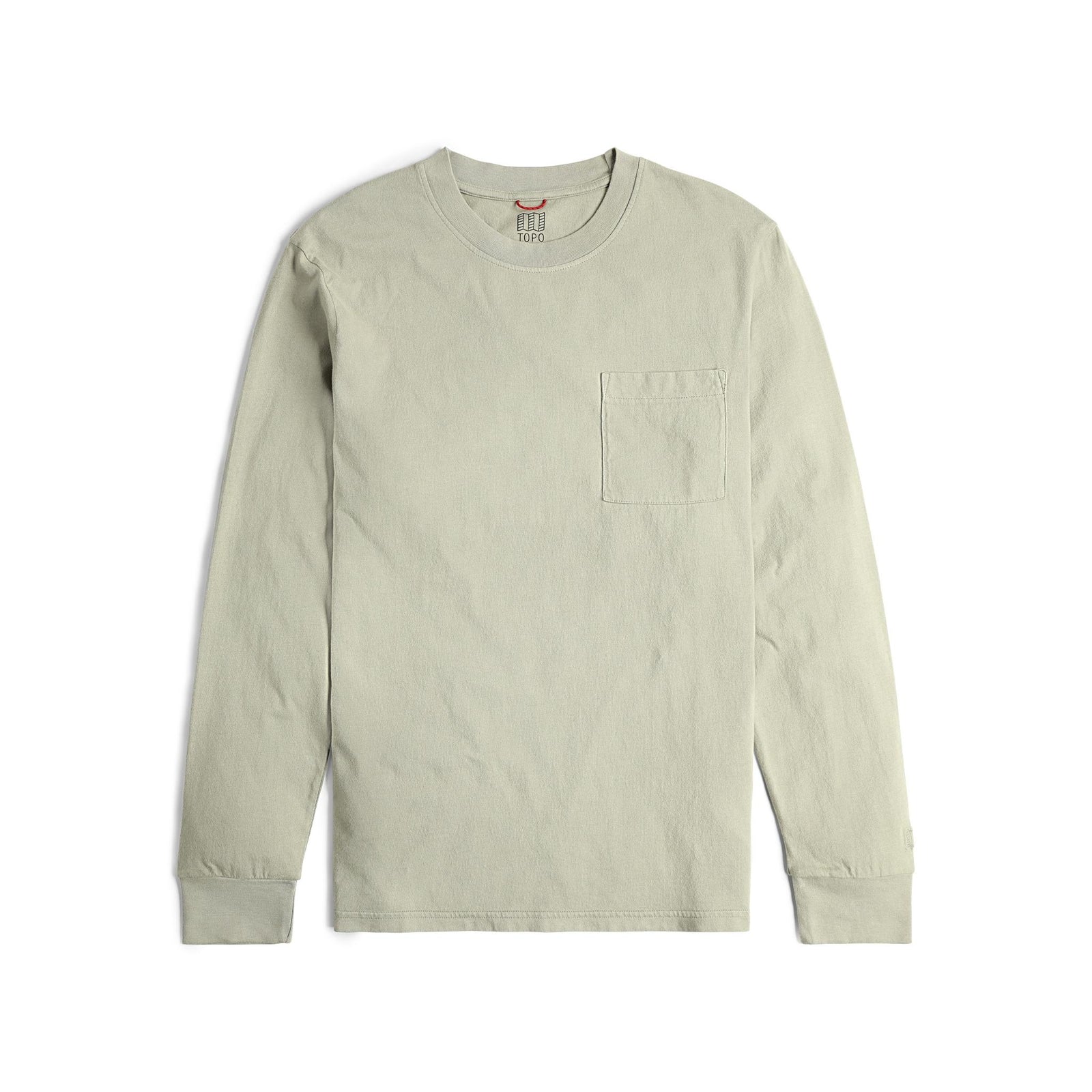 Front View of Topo Designs Dirt Pocket Tee Long Sleeve - Men's in "Dried Sage"