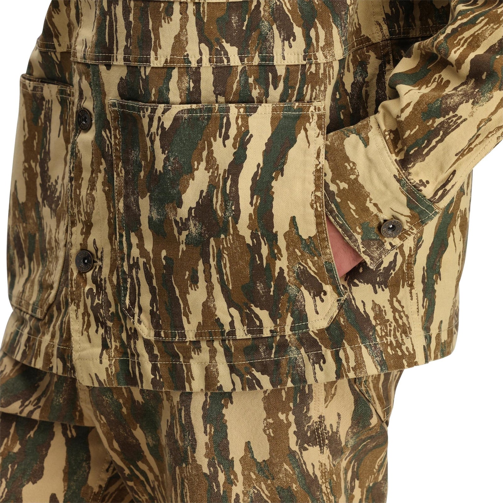 General Detail shot of Topo Designs Dirt Utility Jacket - Men's  in "Dirt Camo Print"