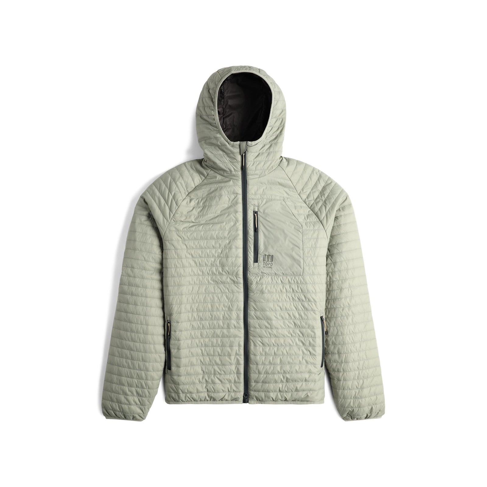 Front View of Topo Designs Global Puffer Hoodie - Men's in "Dried Sage"