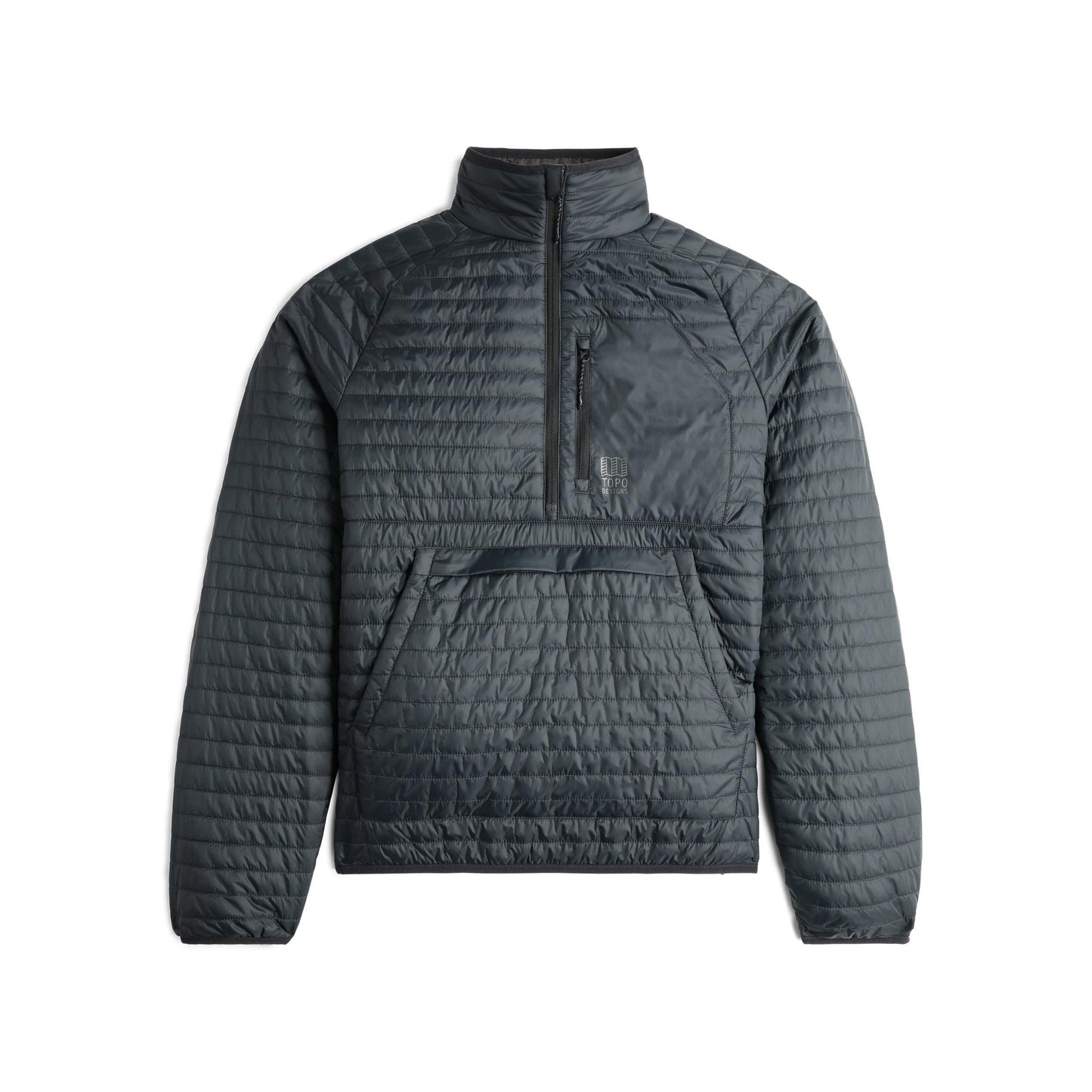 Front View of Topo Designs Global Puffer Pullover - Men's  in "Black"