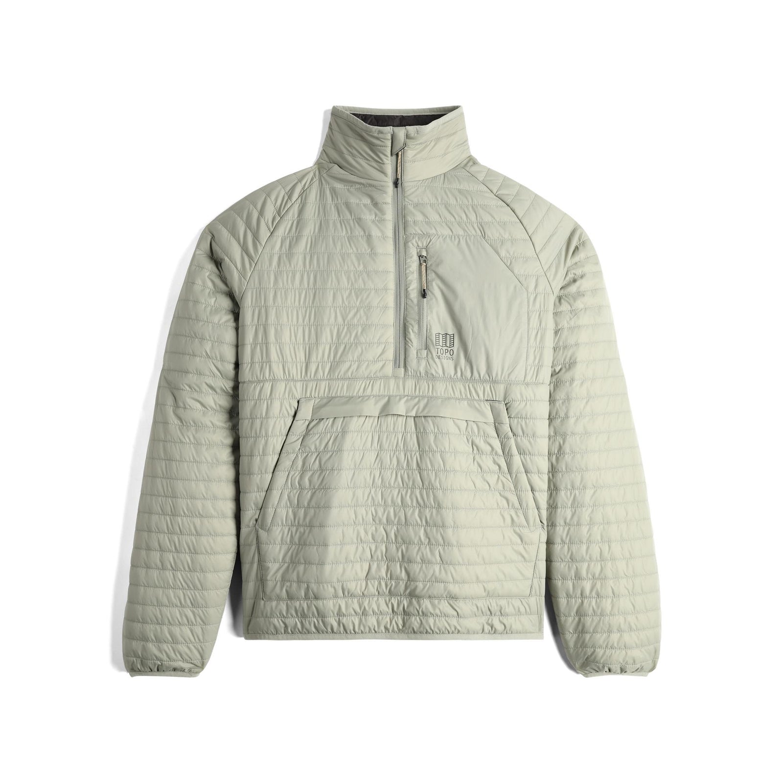 Front View of Topo Designs Global Puffer Pullover - Men's  in "Dried Sage"