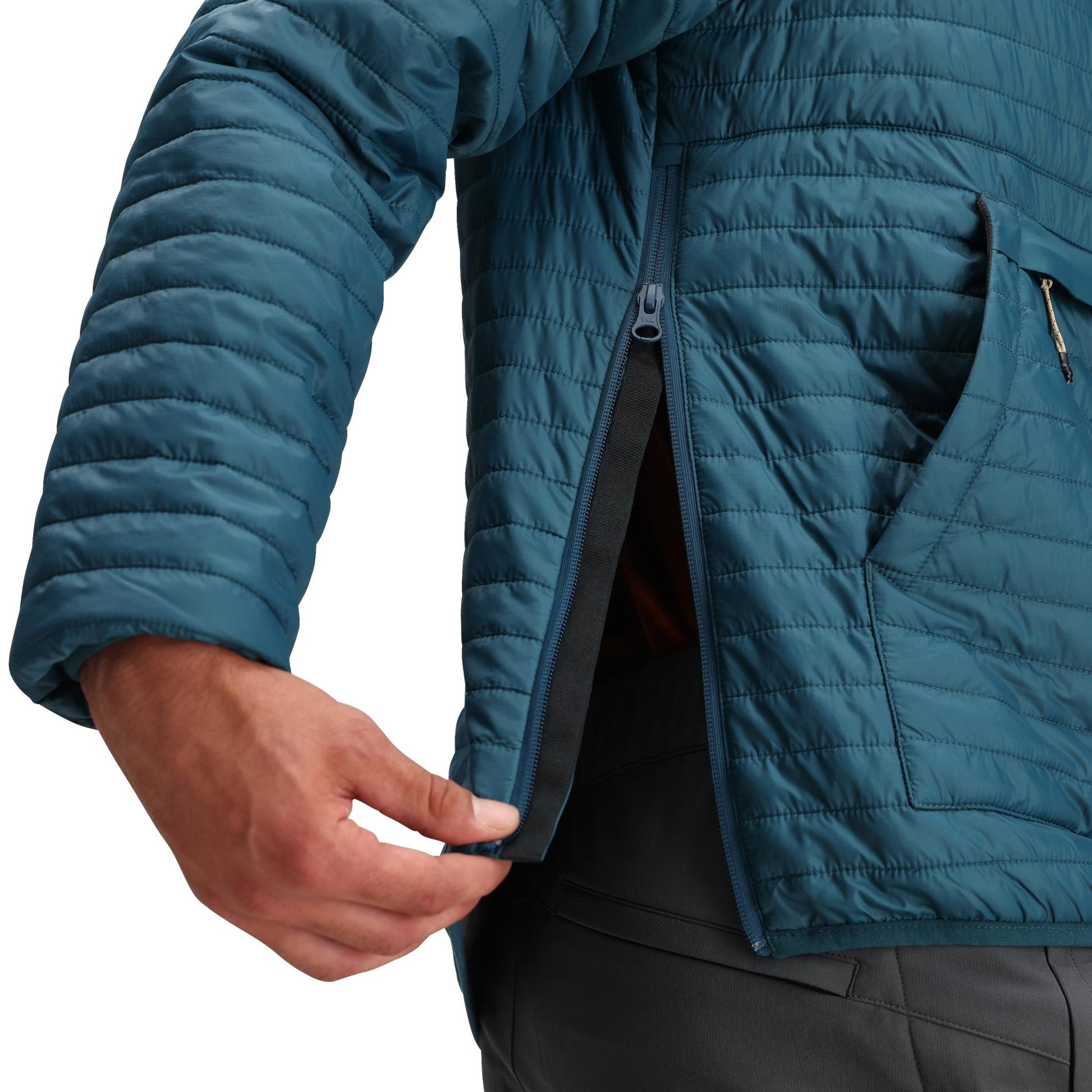 General Detail shot of Topo Designs Global Puffer Pullover - Men's  in "Pond Blue"