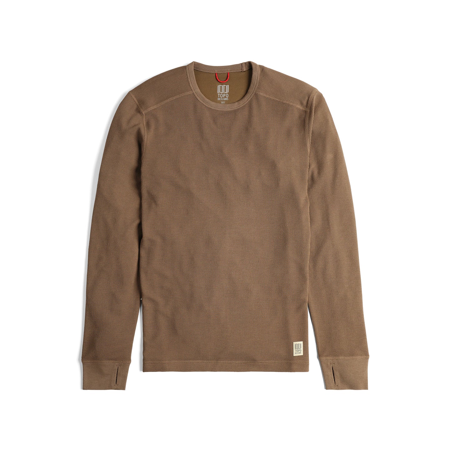 Front View of Topo Designs Global Waffle Crew - Men's in "Desert Palm"